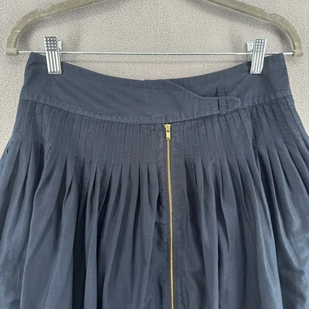 Leifsdottir Pleated Preppy School Girl Skirt Womens 4 Blue‎ Lined Front Zipper